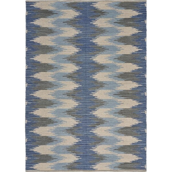 Palacedesigns 5 x 7 ft. Blue & Cream Ikat Pattern Area Rug PA3099822 - main